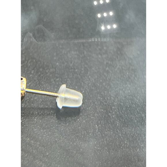 JCM 10k Yellow Gold Round Prong Pink cz October Birthstone Stud Pierced Earrings - Picture 7 of 8